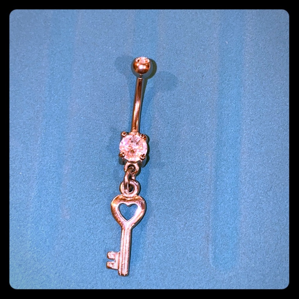 Heart Key Belly Ring